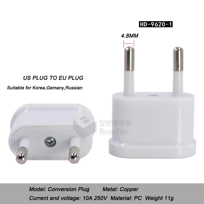 EU PLUG 4.8MM США в AU ЕС адаптер преобразования 220 В AC адаптер питания Мобильный телефон дорожная вилка переходник настенное зарядное устройство адаптер питания - Цвет: EU PLUG 4.8MM