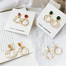 Модные металлические круглые женские серьги-гвоздики двойной круг серьги-гвоздики классические необычные серьги-гвоздики с кисточками для женщин ювелирные изделия