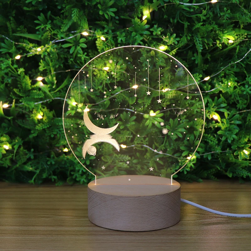 

Moon And Lake 3D Carved Inside Wooden Night Light Base Mood Lamp