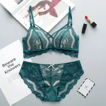 

Sexy Seamless Lace Bra Panties underwear Suits Women Padded Lace Push Up Bras Set