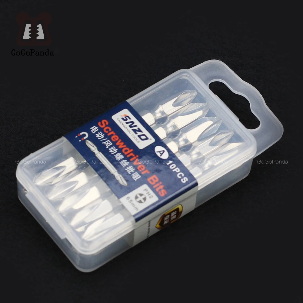 10 шт./лот отвертка PH2 SL6 SL7 65 мм длиной с магнитным креплением|screwdriver bits ph2|double ended