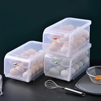 

Household Egg Box Refrigerator Kitchen Double Layer Storage Box Egg Holder Care-Drawer-type Rolling Storage fresh-keeping box