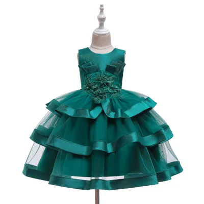 Рождественские детские платья для девочек; платье принцессы; Элегантное свадебное платье с цветочным узором для девочек; детское вечернее платье; vestido infantil - Цвет: As shown