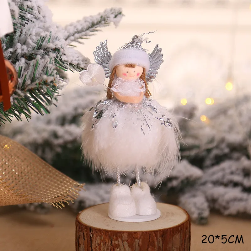 Год, последнее Рождество, милая шелковая плюшевая кукла ангела, Рождественская елка, украшения, Рождественское украшение для дома, подарки для детей, Kerst - Цвет: A34-Standing white