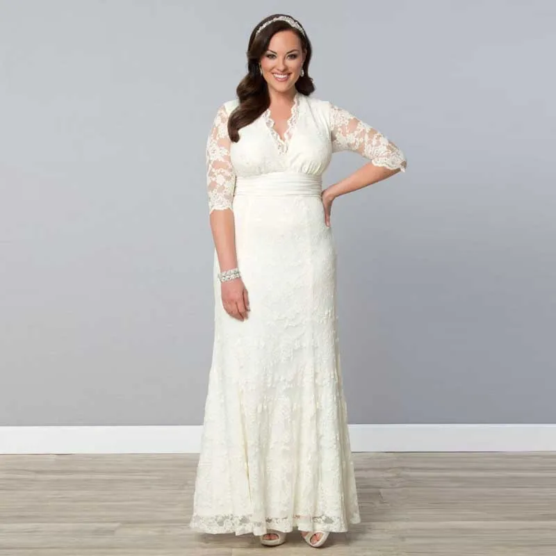 

Simple Style Lace Cheap Bridal gown 2018 Vestidos Half Sleeves Custom Huge Size Robe De Mariage Mother of the Bride Dresses