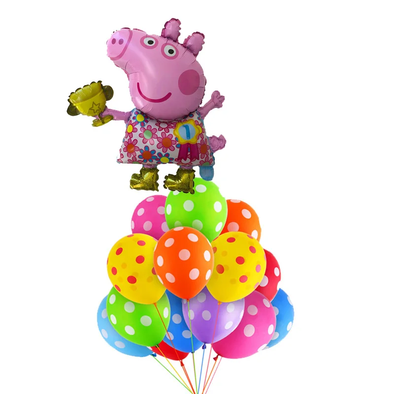 11 шт. Свинка Пеппа фольги Воздушные шары в горошек шар детский душ шарики на день рождения подарок вечеринка по случаю Дня Рождения украшения Детские игрушки Свинка Пеппа Джордж