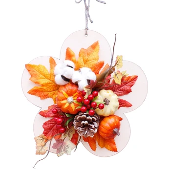 

30CM Garland Home Decor Wreath Maple Leaves Pumpkin Autumn Fall Harvest Festival