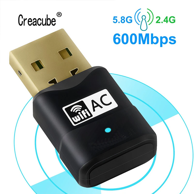 Creacube USB WiFi адаптер высокоскоростной 600 Мбит/с двухдиапазонный(2,4 г/150 Мбит/с 5 г/433 Мбит/с) 802,11 AC USB беспроводная карта сетевой ключ