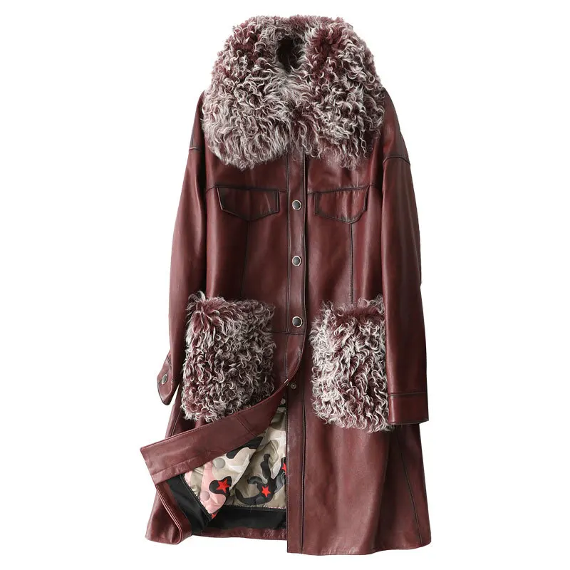 Sheepskin Coat Female Real Wool Fur Collar Genuine Leather Jacket Autumn Winter Duck Down Women Clothes 2020 ZT4729 | Женская одежда