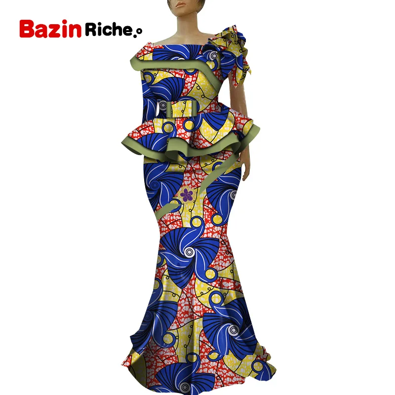 Африканский Анкара юбка с принтом набор уникальный ручной работы русалка юбка и топ комплект одежды Свадебный Гость платье юбка плюс размер WY5236 - Цвет: 5