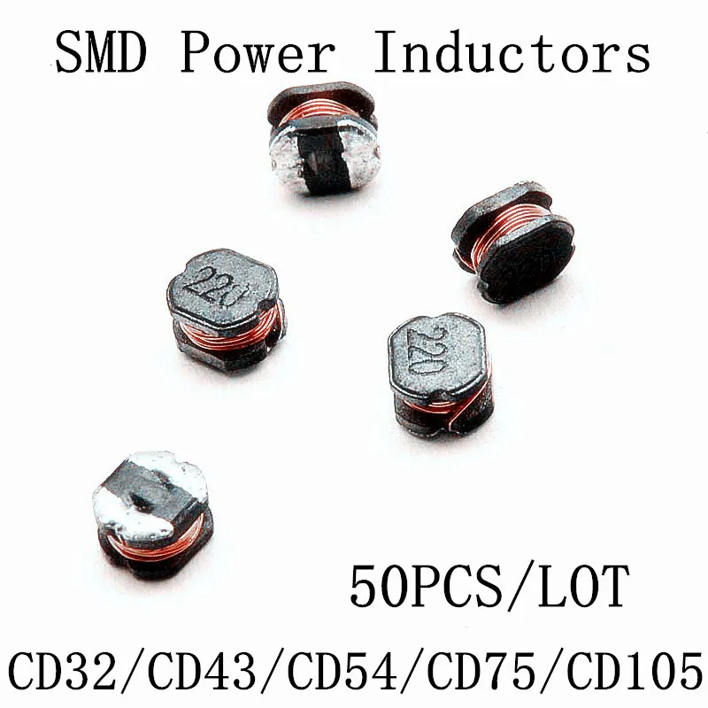 

50PCS SMD Power Inductors CD54 1UH 1.5UH 2.2uH 3.3uH 4.7uH 6.8uH 10uH 15UH 22UH 33UH 47UH 56UH 68UH 100uH 220UH 330UH 470UH