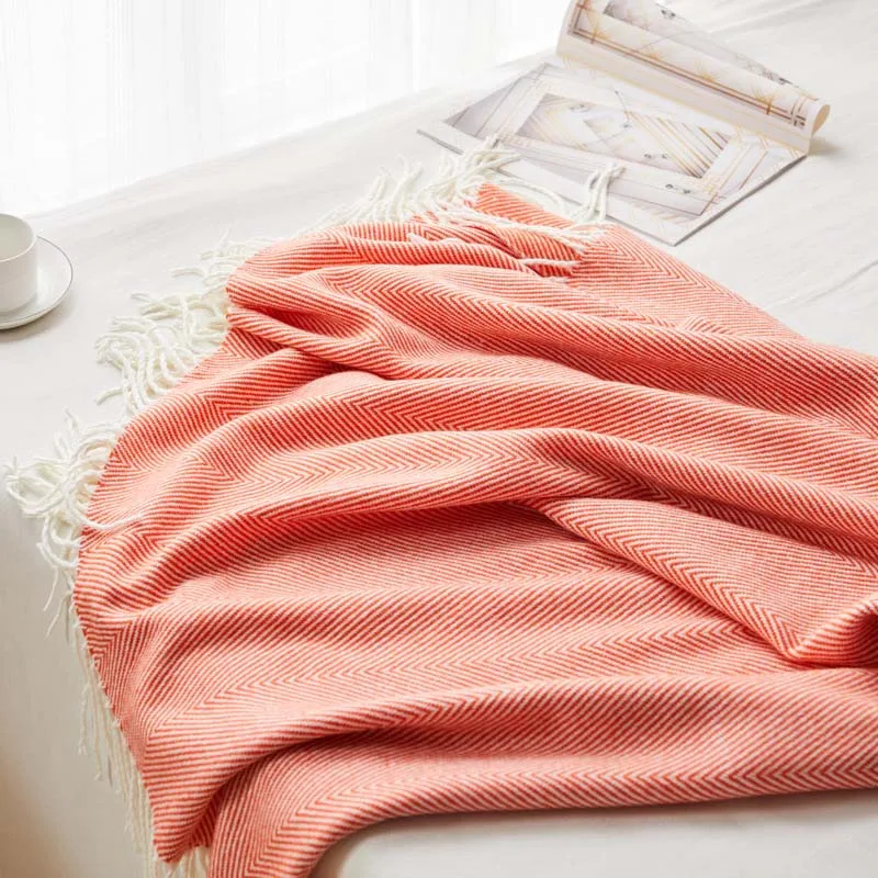 Геометрическое вязаное шерстяное одеяло для кровати с кисточкой Manta Cobertor массивное вязаное одеяло s диван плед Рождественское украшение для дома - Цвет: orange