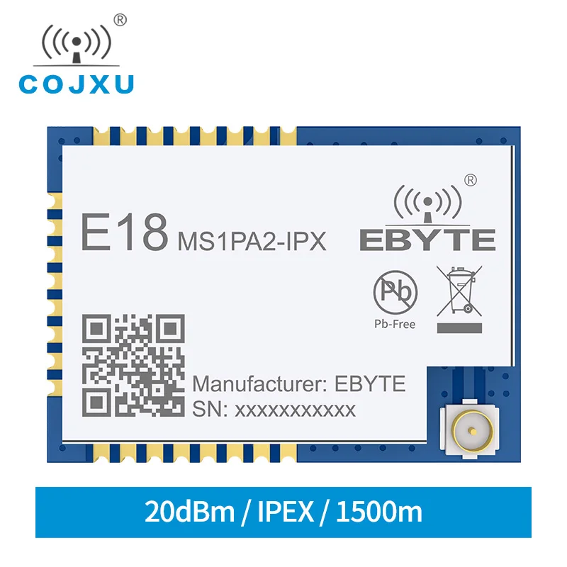 

CC2530 Zigbee Module SoC RF SMD 2.4GHz ISM band 20dBm 1.2km COJXU E18-MS1PA2-IPX Wireless Transceiver Transmitter Receiver