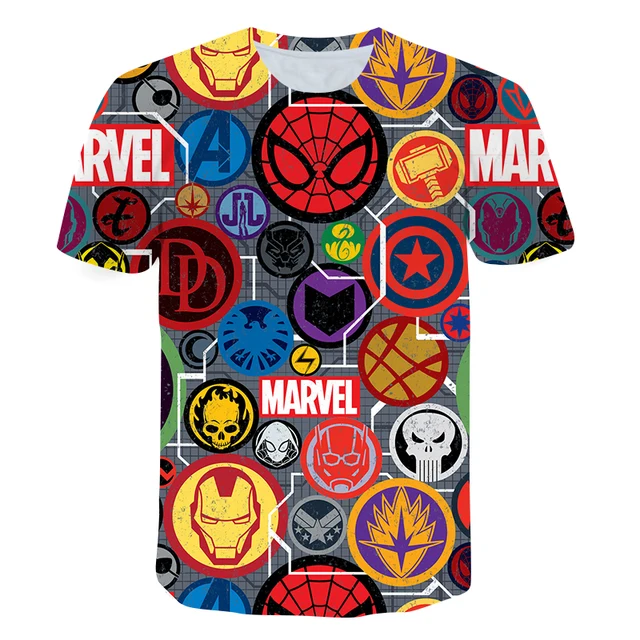 Hot sales Spider man T-Shirt Marvel Cartoon Fun Short Sleeve Shirt Boys Girls Street Fashion Harajuku Hot movie Children's Tops T-shirt-X277