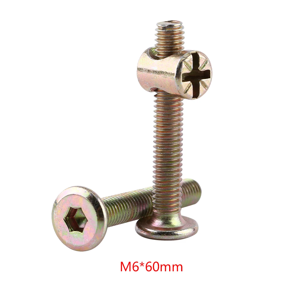 Furniture Hex Socket Thin Flat Head Structural Screw Bolt With Nuts M6 Carbon Steel Furniture Bolt Nut
