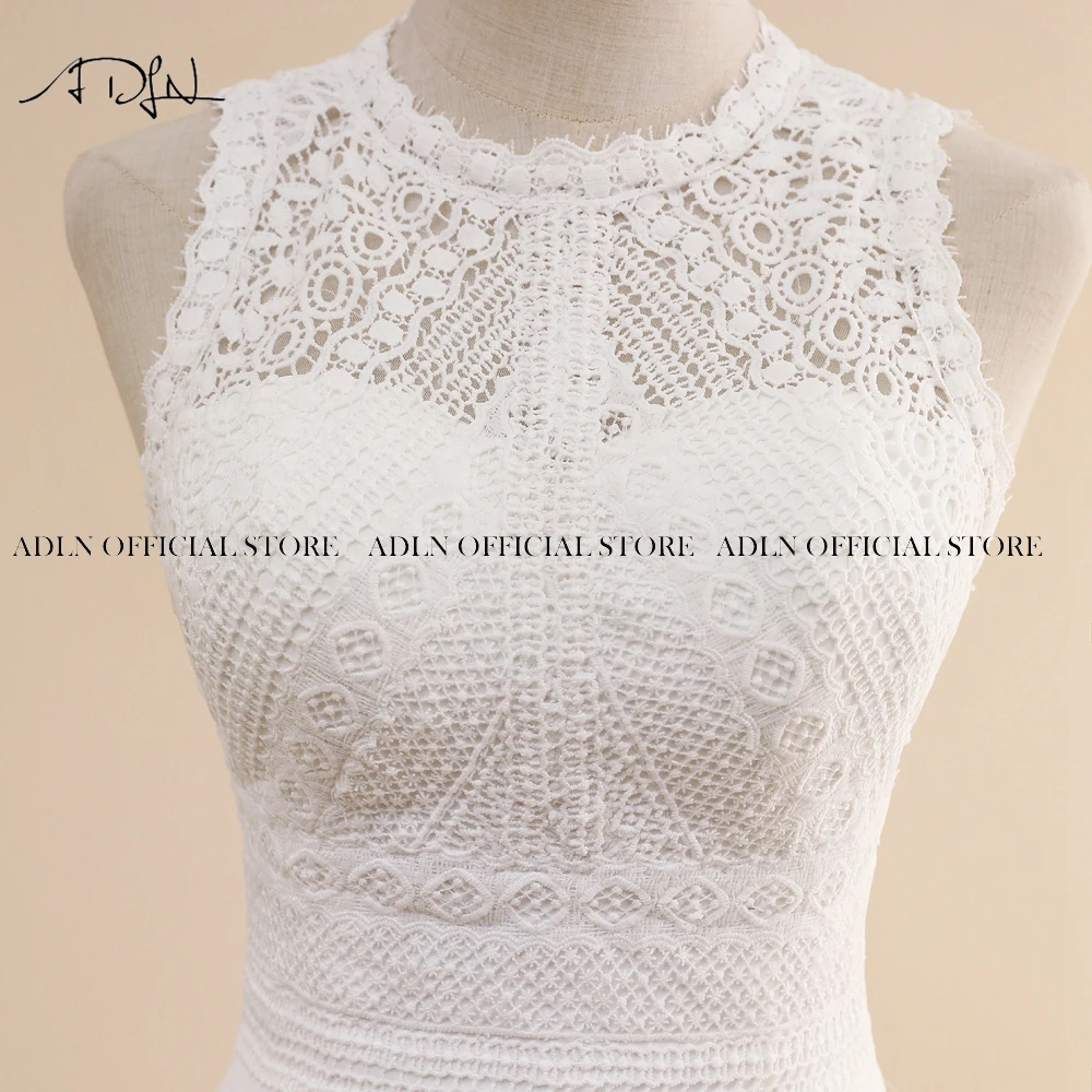 ADLN Jewel Chiffon Beach Wedding Dress Customized Lace Boho Bride  Sexy Back Bohemian  Gown Custom Made Vestidos de novia 6