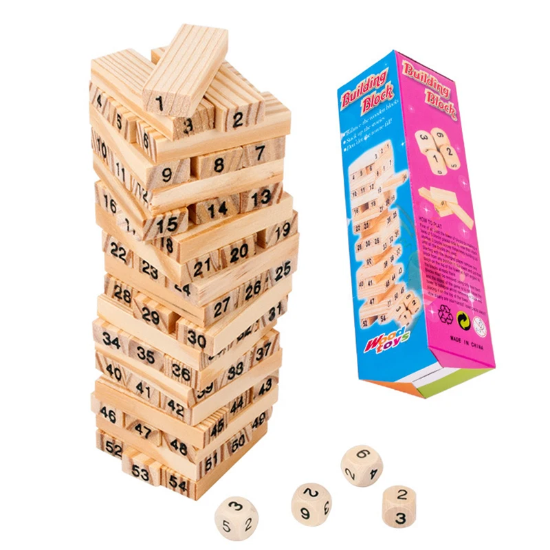 

54PCS/set Kids DIY Wooden Tower Building Blocks Toy Domino Stacker Board Game Folds Learning Toy Children Early Educational Toys