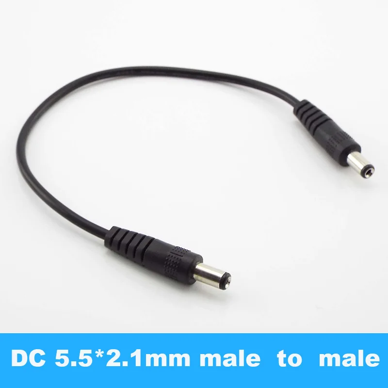 Cabo do conector do adaptador do CCTV, cabos de extensão do poder da CC, plugue masculino do fio, 5.5x2.1mm, 5.5x2.1mm