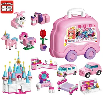 

Enlighten 2905 Building Blocks DIY Creative Animals Vehicle Castle Juguetes 690PCS Legoed Friends Bricks Girls Gifts kids toys