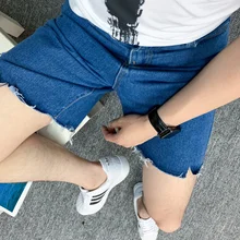 Męskie letnie spodenki jeansowe z dziurami w stylu koreańskim Slim Fit osobowość modowa multi-kieszenie na zamek błyskawiczny na co dzień krótkie dżinsy Hip Hop tanie i dobre opinie CASUAL COTTON CN (pochodzenie) summer szorty Stałe REGULAR