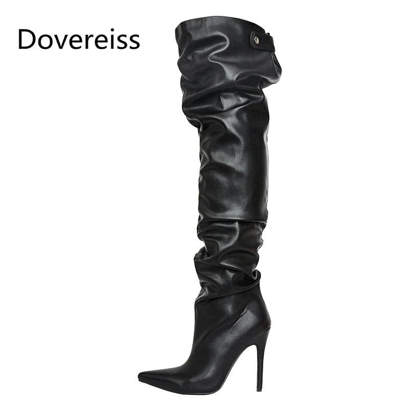 

Dovereiss Fashion Women's Shoes Winter Pointed Toe sexy Stilettos Heels new Elegant Over the knee boots Concise Mature 33-48