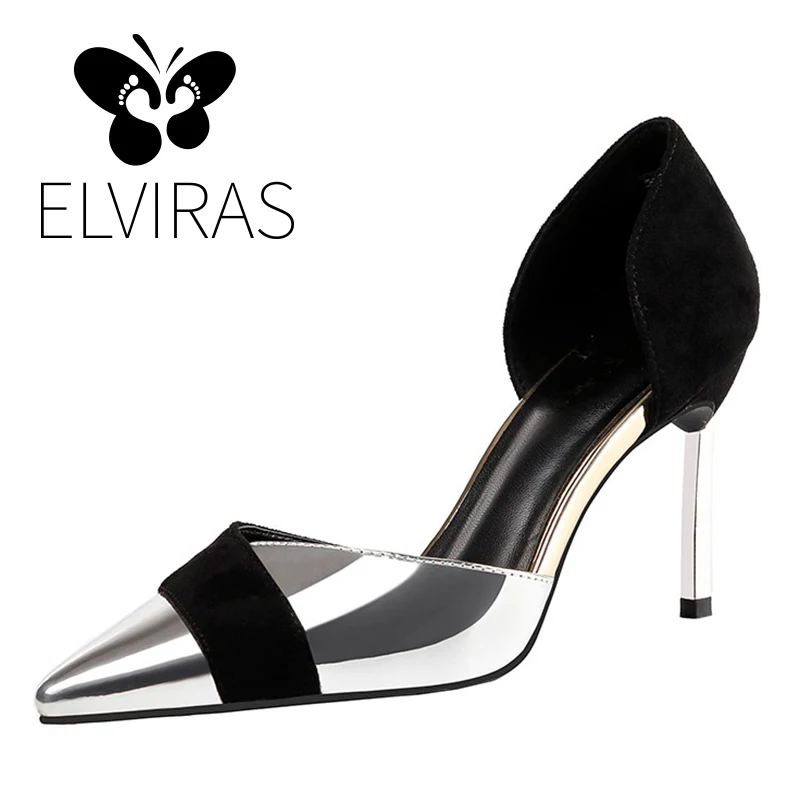 ELVIRAS г. Модная пикантная обувь женские туфли с острым носком женские туфли-лодочки на высоком каблуке с вырезами Вечерние туфли для ночного клуба, размер 34-40