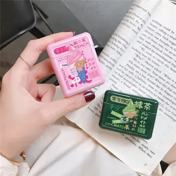 

Japanese Style Ice Cream Square Case For Airpods 1 2 Shockproof IMD Charging Box Earphone Case For Airpods Pro Cover With Hook