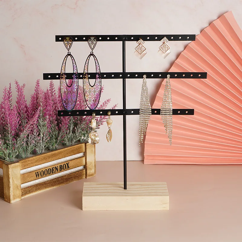Metal Earring Display Stand Jewelry Storage White Black Necklace Jewelry Organizer Holder Store Home Decoration Woman Gifts