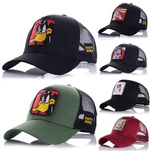 Бейсболка с вышивкой животных, аниме, Милая Вышивка, летняя сетчатая Мужская Уличная солнцезащитная Кепка, шлемы для водителя