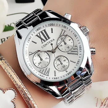 Zegarki damskie srebrne zegarki damskie luksusowa tarcza projektanci marki genewa zegarki kwarcowe damskie 2020 zegarki na rękę Relogio Feminino tanie i dobre opinie contena QUARTZ Składane bezpieczne zapięcie CN (pochodzenie) STAINLESS STEEL 3Bar Moda casual 18mm ROUND 10mm Odporne na wodę