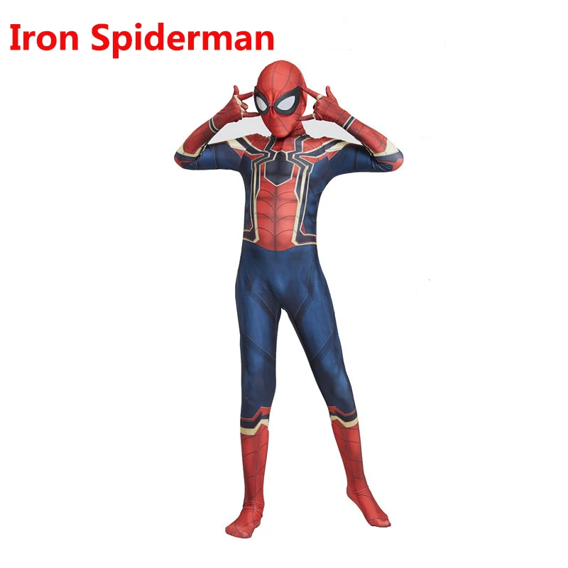 Лидер продаж, облегающий костюм с пауком супергероя, косплей, взрослый костюм Человека-паука, косплей супергероя, 3D Детский костюм Человека-паука - Цвет: Iron2