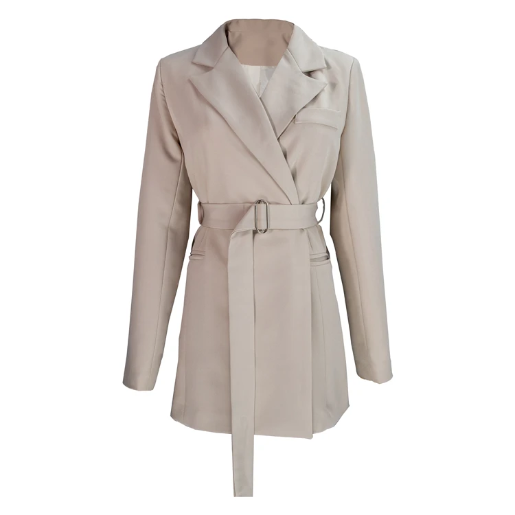 

2020 Autumn Winter Women's Blazers Sashes Jackets Notched Outerwear England Style Solid Cardigan Tops