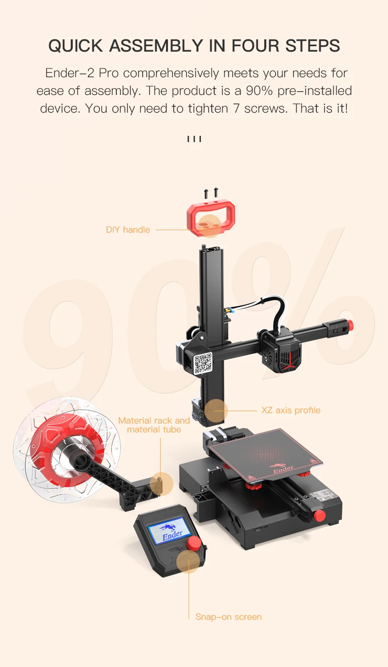 Creality Ender-2 Pro 3D Printer Light Portable Printing Size 165*165*180mm FDM Digital Impresora Ender 2 Pro 3D Bowden extruder