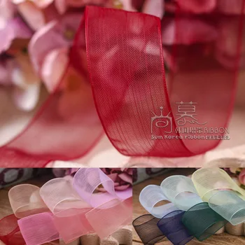 

100yards 25mm 38mm tiny stripes organza sheer ribbon for hair bow diy accessories bouquet gift flower packing bow craft supplies