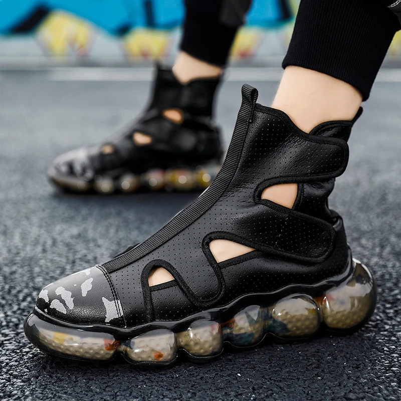 High Quality Men's Sandals Summer Soft Sandals Fashion Microfiber Leather Sandals Outdoor Antiskid Damping Men Roman Sandals