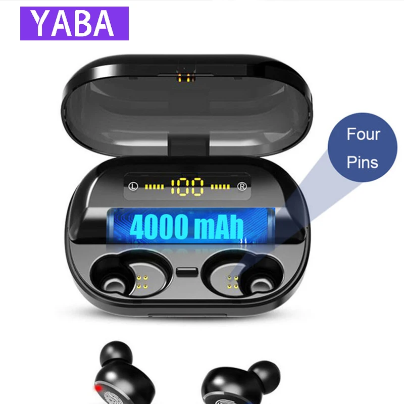 

YABA 4000mAh TWS Bluetooth Headphone,LED Display Wireless Bluetooth V5.0 Earphones With Microphone 9D Stereo Waterproof Earbuds