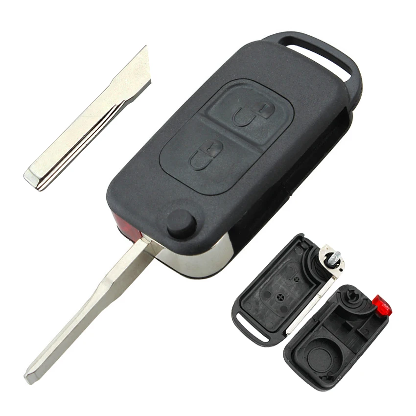 Folding Flip 2 Button Remote Key Shell Case HU64 Uncut Blade For Mercedes Benz ML320 ML55 AMG C230 S500 E420 500SL C280