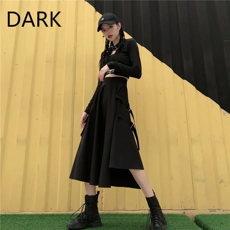 Женская юбка-трапеция в стиле ретро ins необычная длинная юбка гонконгском