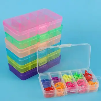 

10-Slot Jewelry Rings Ear Stud Holder Beads Storage Box Case Container Organizer Plastic Storage Box Compartment Jewelry Earrin