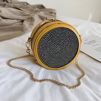 

Female Round Crossbody Bags For Women 2020 High Quality PU Leather Luxury Handbags Designer Ladies Rivet Shoulder Messenger Bag