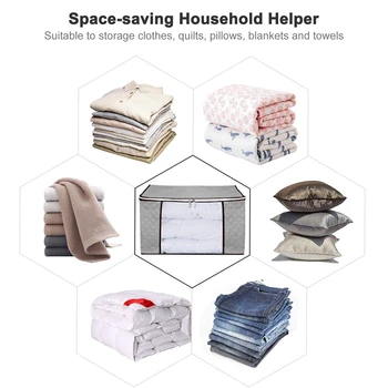 

Foldable Storage Bag Organizers Clothing Blankets Bins Boxes Stackable Zippered Container with Large Clear Window and Carry Hand