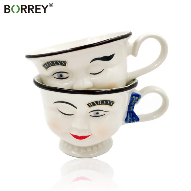 Borrey Cartoon Ceramic Coffee Mug Cup Beauty And The Beast Tea Cup Cute  White Porcelain Mug Table Decoration Creative Gift - Mugs - AliExpress