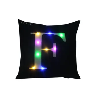 

Beautiful Letter Printed Design LED Lights Luminescent Back Cushion Pillowcase Home Office Pillowcase Dropshipp