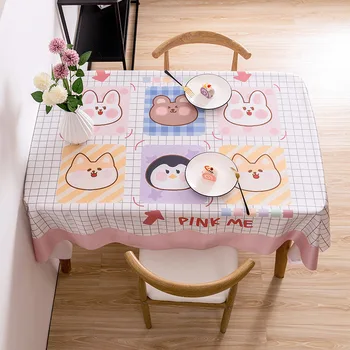 Mantel impermeable con forma de conejo y perro para mesa, paño de mesa rectangular, suave, textil para el hogar, decoración de fiesta y cocina, 160x200cm 1