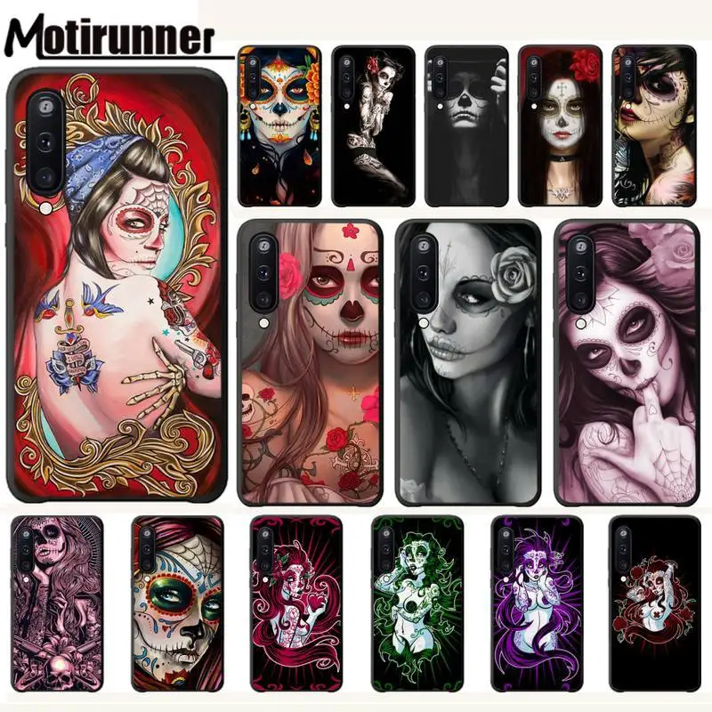 Funny Sugar Skull Girl Tattoo Luxury Phone Case Coque For Samsung Galaxy A10 A20 A50 A51 A70 A71 A40 A30 A30S A80 Cases Funda | Мобильные