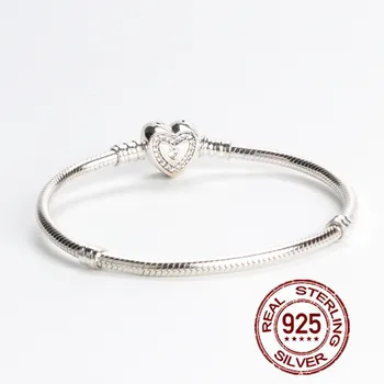

Original Pandoras Beads Charms 925 Silver Forever Love Heart Lock Key Bracelet for Authentic DIY Jewelry Holiday Gift bangles