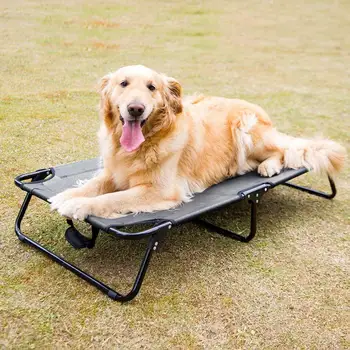 

Elevated Dog Bed with Mesh Cool Foldable Portable Breathable Pet Bed Cot Foldable Raised Dog Bed for Large Dogs Pet Camping Bed