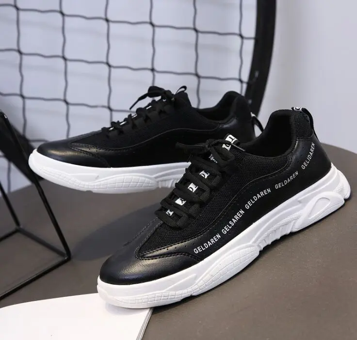 Men Shoes Breathable Mesh Sneaker Fashion Black White Men Running Shoes Casual Shoes For Men Zapatillas Hombre Chaussure - Цвет: Черный