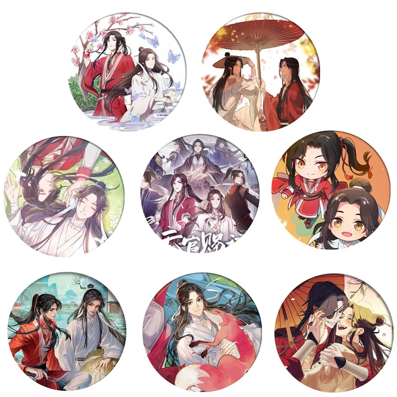Cartoon tian guan ci fu Hua Cheng Xie Lian Cosplay Badge Brooch Pin Anime Accessories For Clothes Backpack Decoration gift