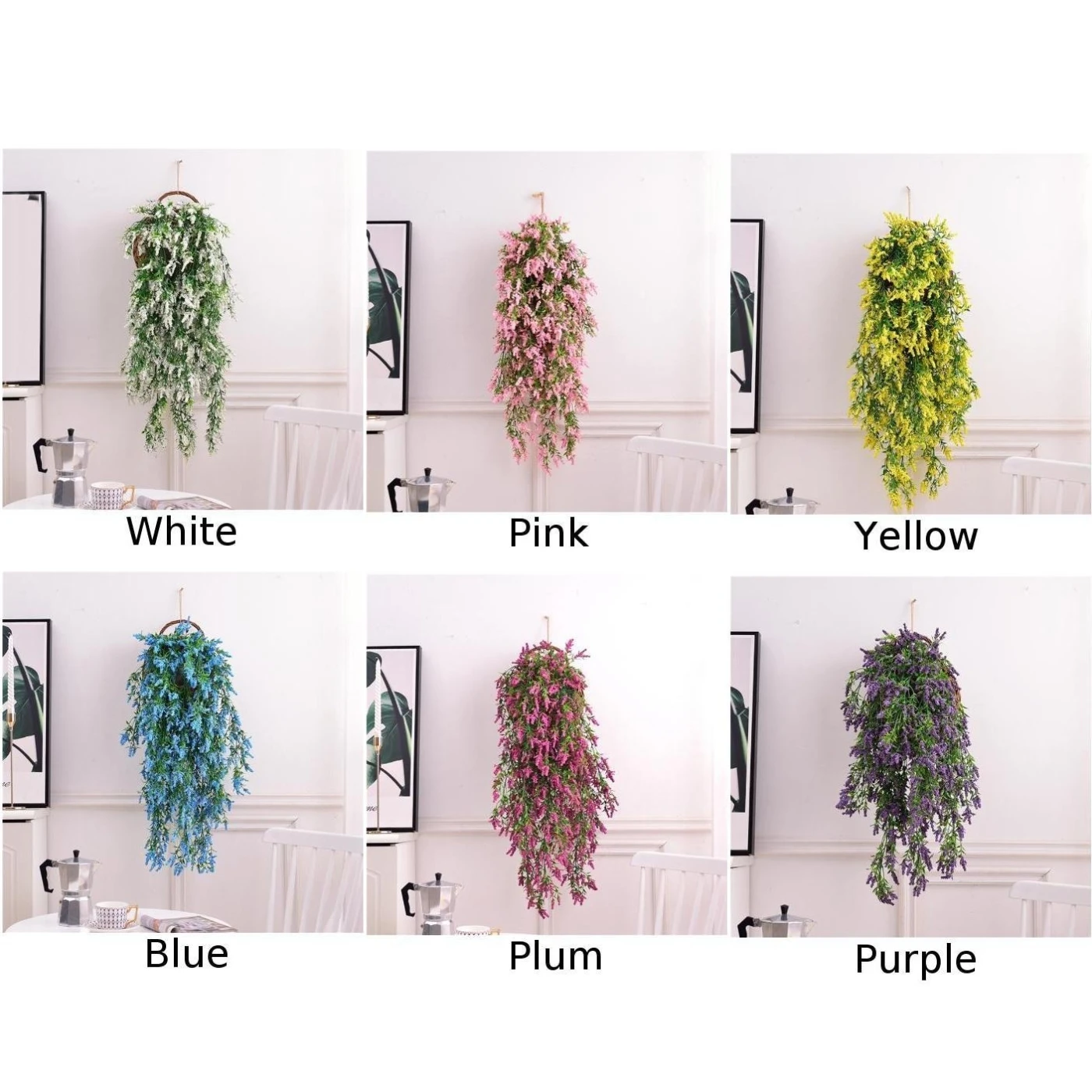 75cm Balcony Wall Hanging Artificial Plant Leaves Lavender Pink Flowers Home Wedding Decor High Quality